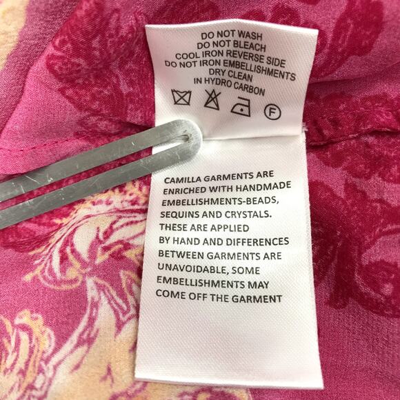CAMILLA Silk Crystal Embellish Rufle Assym Wrap Dress Rainbow Rhythm Luxury Rare - Picture 16 of 16